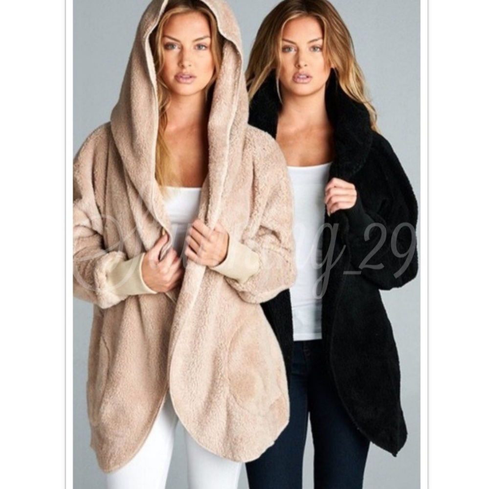 🆕️TAUPE PLUSH TEDDY L/S HOODED JACKET